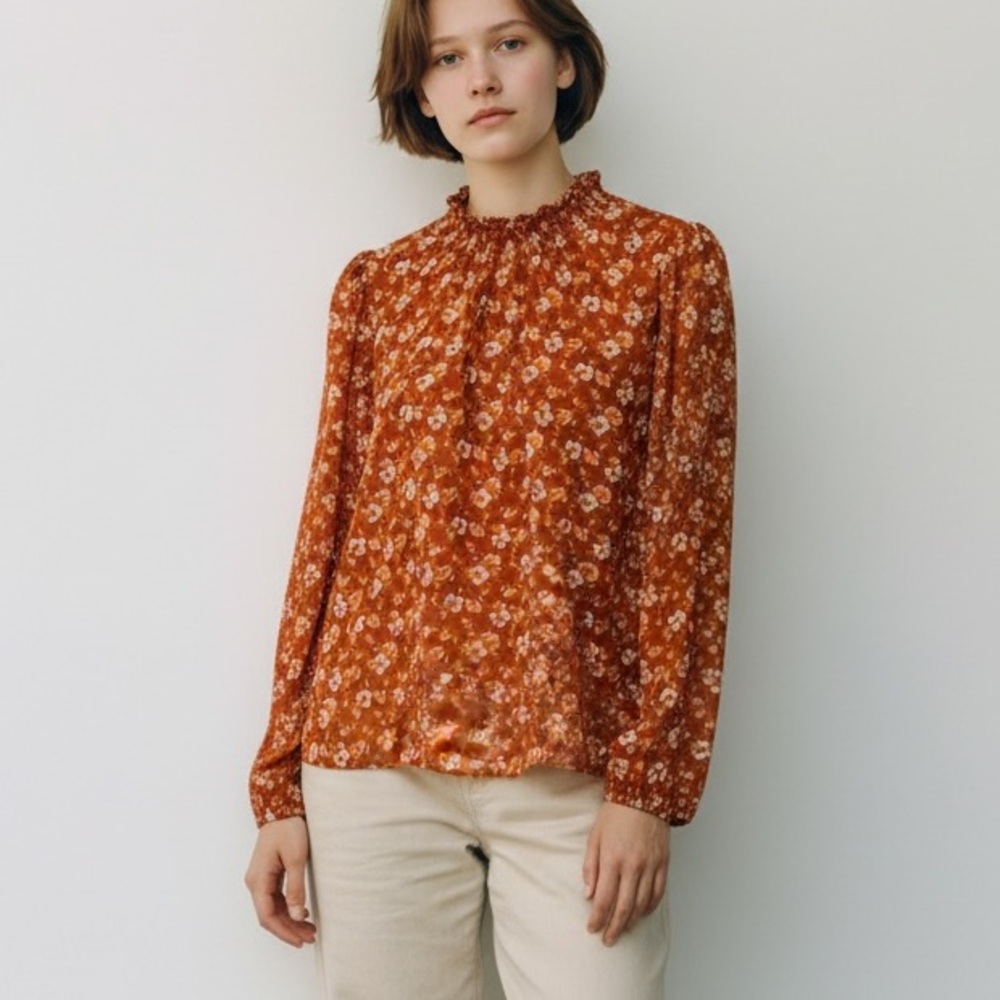 J. Crew Smock Floral Blouse Size Small